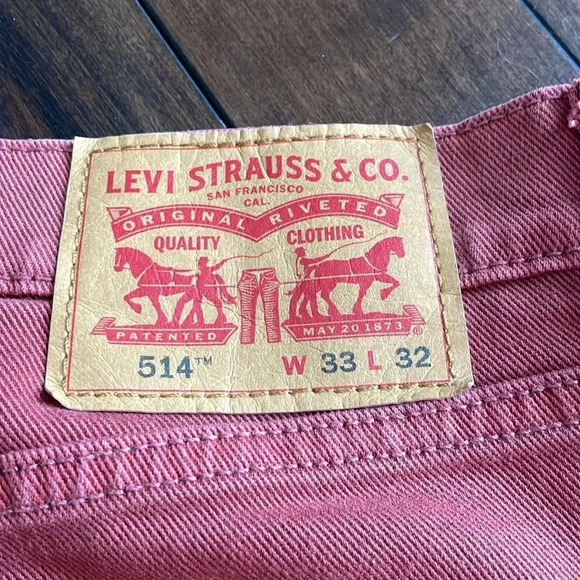 Levis 514 Mens Straight leg Red Size 33 x 32 Casual Denim Cotton blend - Picture 7 of 11
